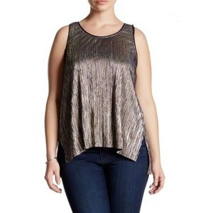 LUSH Metallic Pleated Tank Top NWT